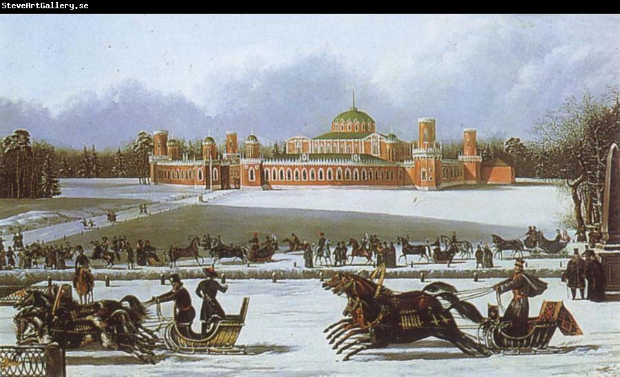 unknow artist Sleigh Races in the Petrovsky Park